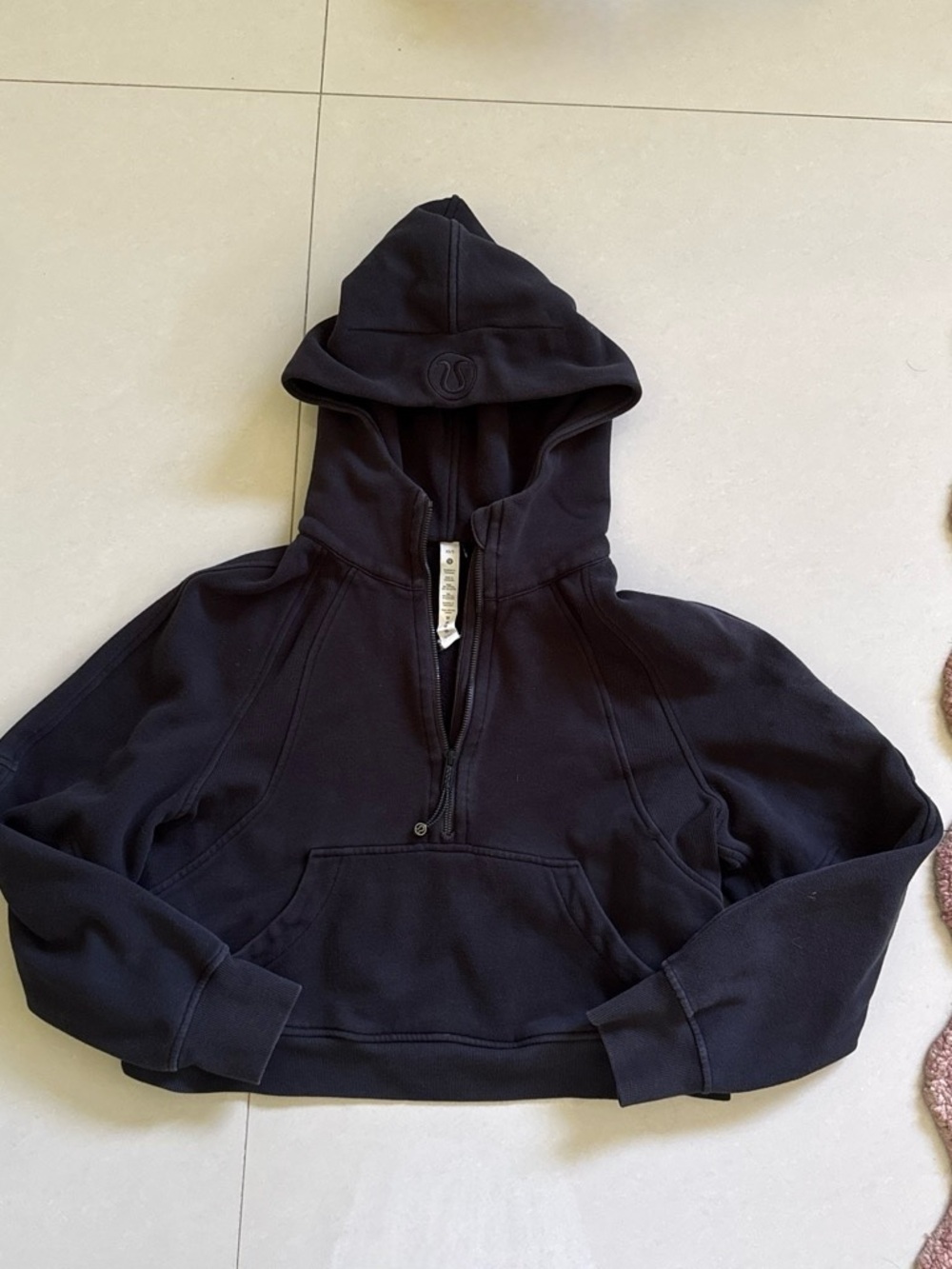 lululemon athletica Black Cropped Half-Zip Hoodie